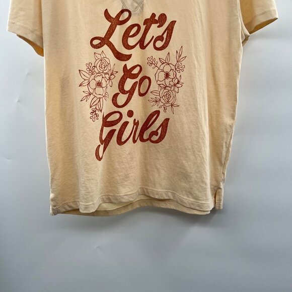 Maurices Women's Lace Up Neck Lets Go Girls T-Shirt Size Small - Picture 4 of 8